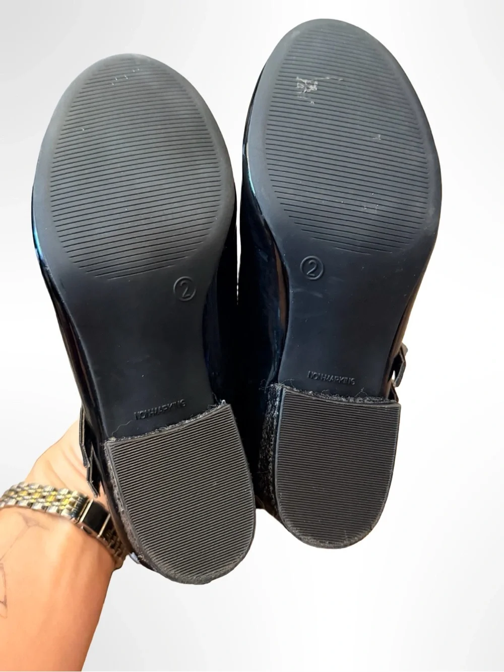 Cat & Jack Girls’ Black Patent Mary Jane Heel Shoes | Size 2